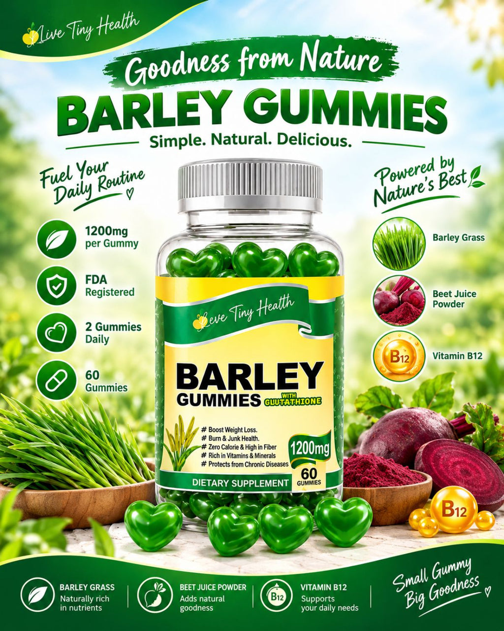 Barley Gummies – 60 Gummies | Daily Wellness Supplement