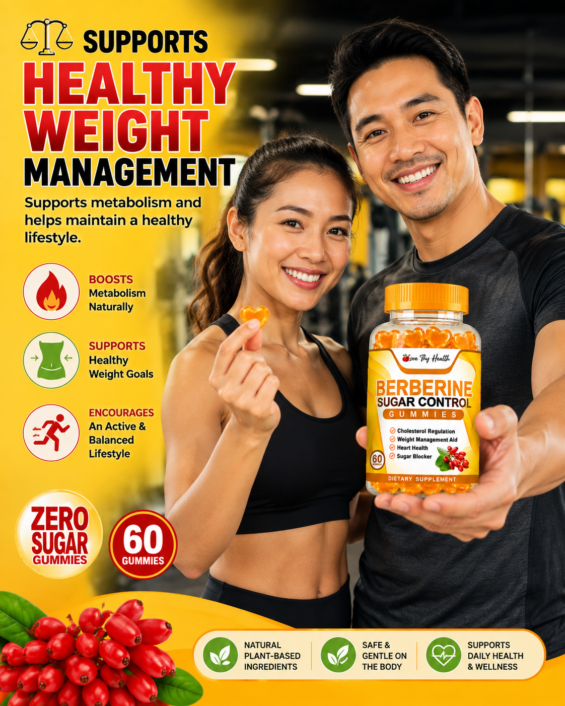 Berberine Gummies 60pcs | 1000mg per Gummy | Dietary Supplement