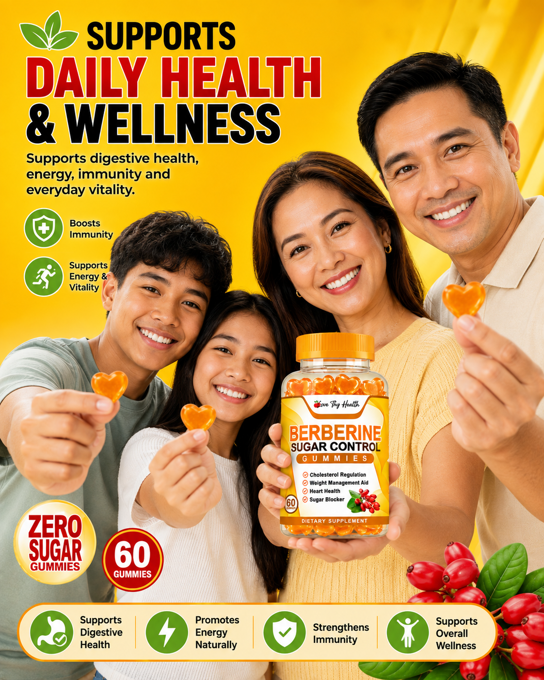 Berberine Gummies 60pcs | 1000mg per Gummy | Dietary Supplement