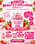 Glutathione Collagen Gummies 1,000mg | Strawberry Flavor | 60 Gummies | Beauty & Wellness Daily Supplement