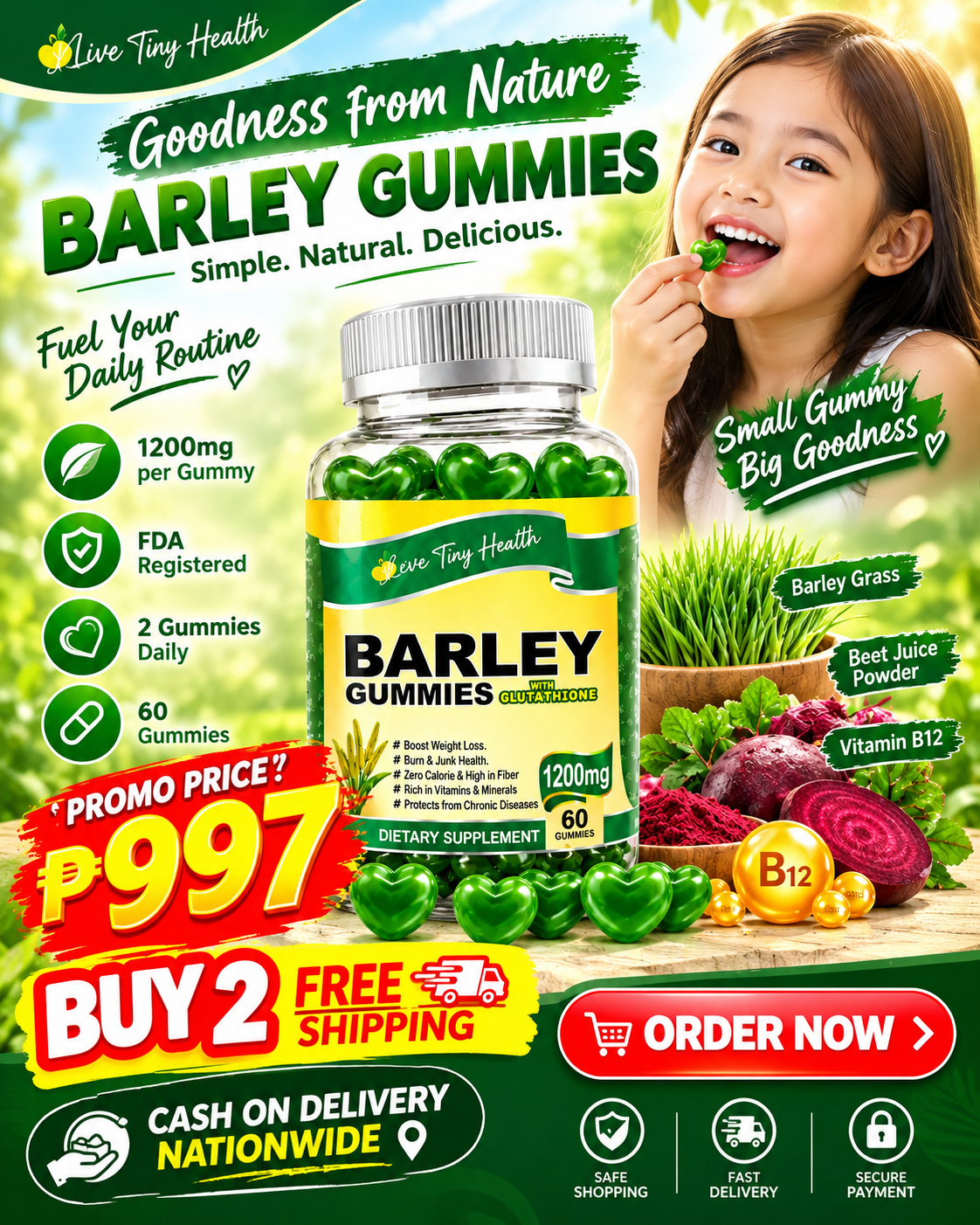 Barley Gummies – 60 Gummies | Daily Wellness Supplement