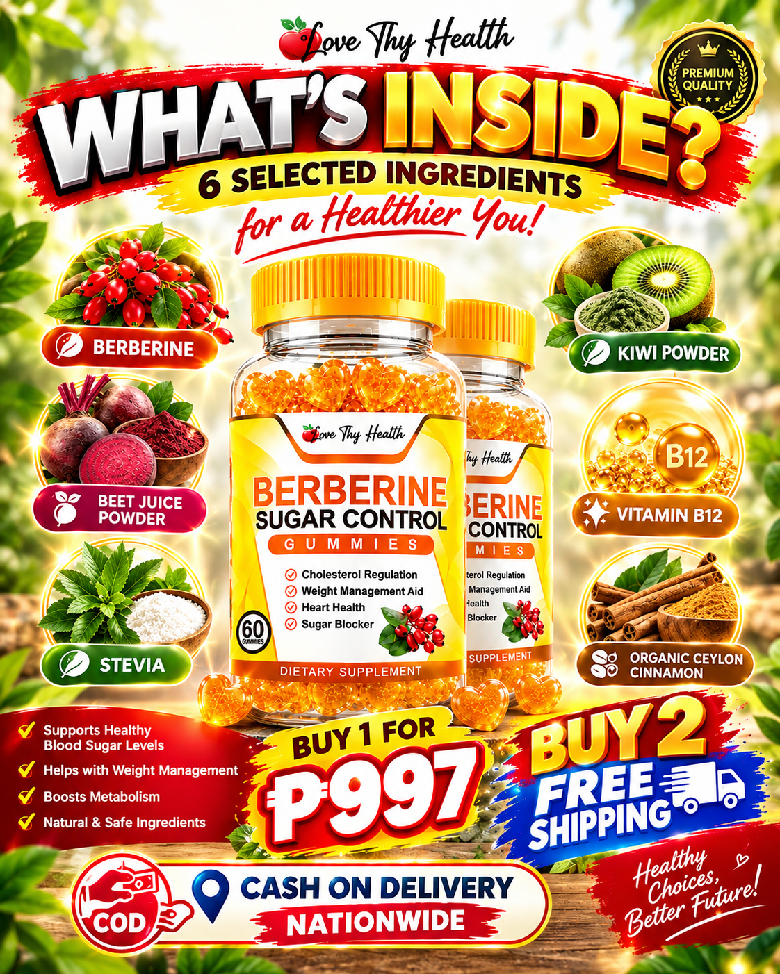 Berberine Gummies 60pcs | 1000mg per Gummy | Dietary Supplement